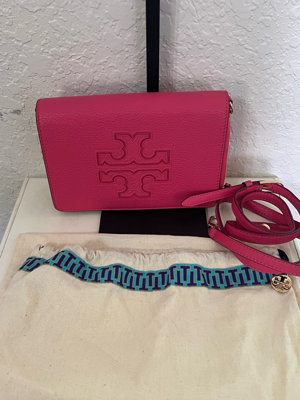 Tory Burch Fuchsia Leather Crossbody Bag